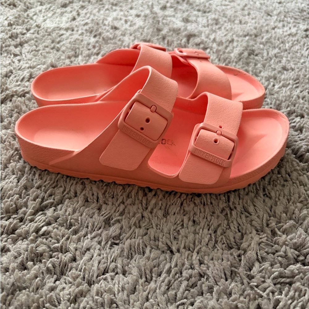 Birkenstock Coral Pink Arizona EVA Slide Sandals Size 38 - Picture 2 of 3